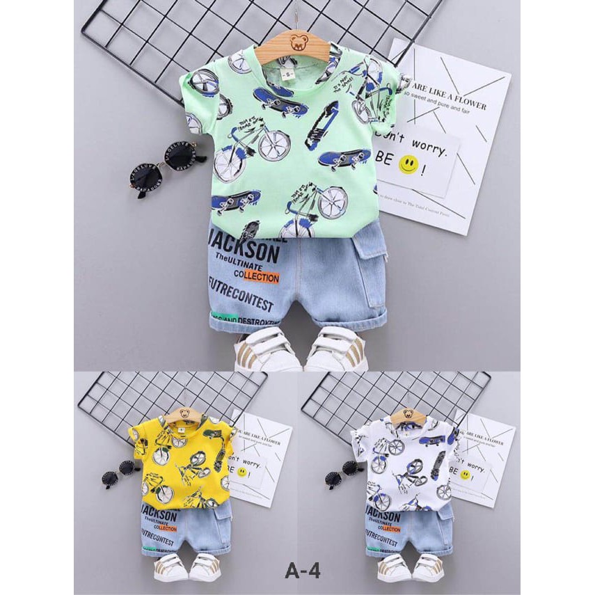 SET BIKE TEE SHORT JEANS