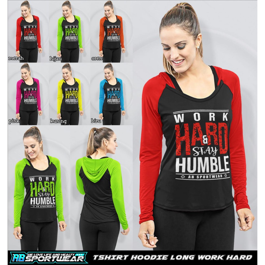AB SPORTWEAR T-SHIRT LONG HOODIE WORK HARD