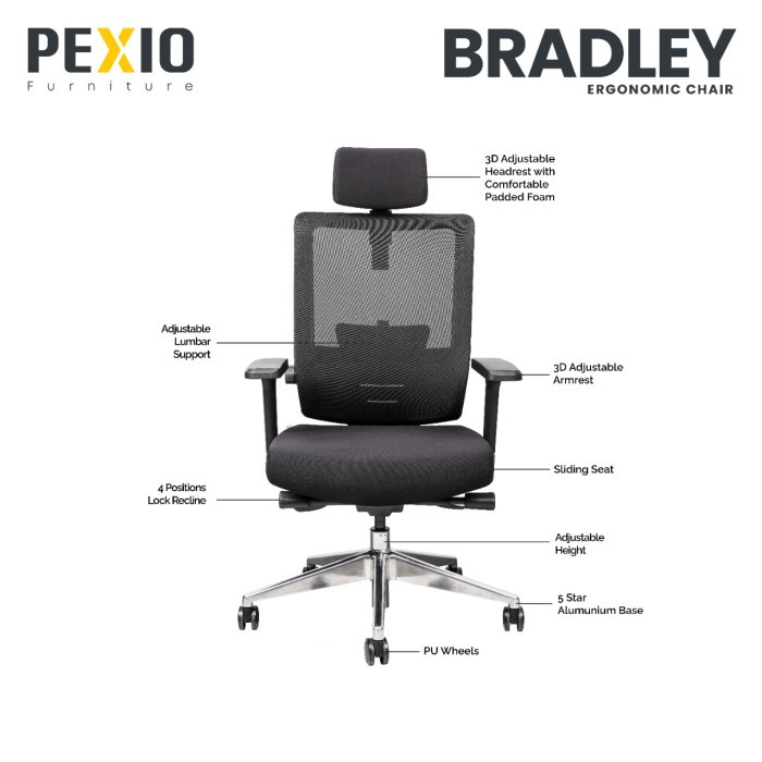 Kursi Kantor | Kursi Jaring | Kursi Ergonomic | Bradley | PEXIO