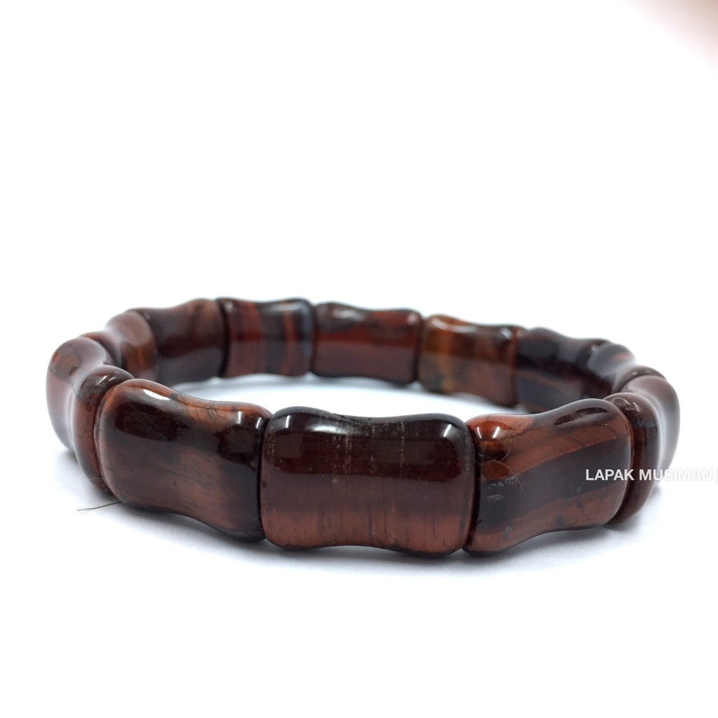 [Bayar di Tempat] GELANG BATU RED TIGER EYE MATA HARIMAU MERAH MODEL BAMBU