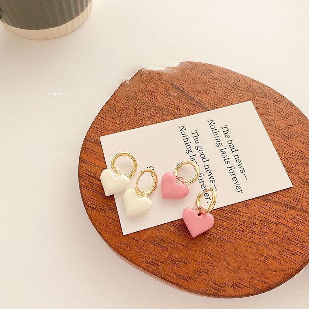 Mxbeauty Anting Hoop Perempuan Retro Jepang Hadiah French Heart Shape Lovely Menjuntai Earrings