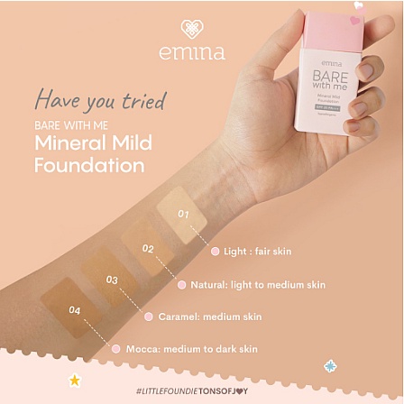 ⭐ BAGUS ⭐ EMINA BARE WITH ME MINERAL MILD FOUNDATION 30ML |