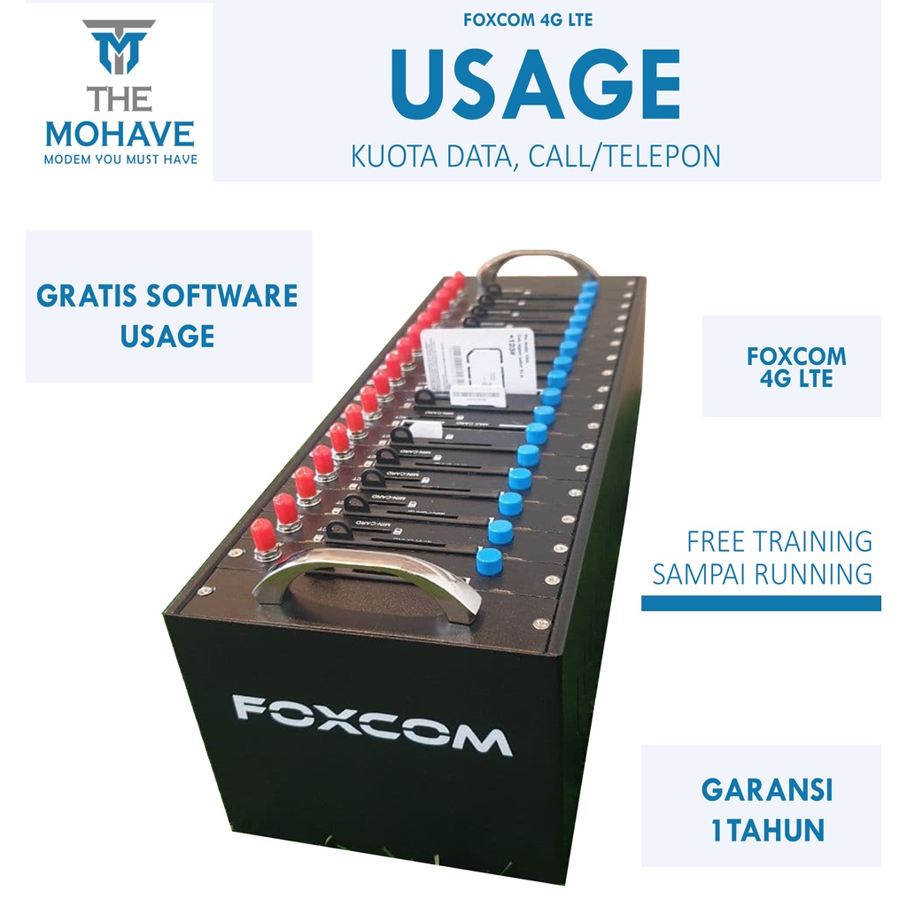 Modem Pool Foxcom 4G 16 Port Usage Used Data Kuota Internet 16 Kartu sekaligus