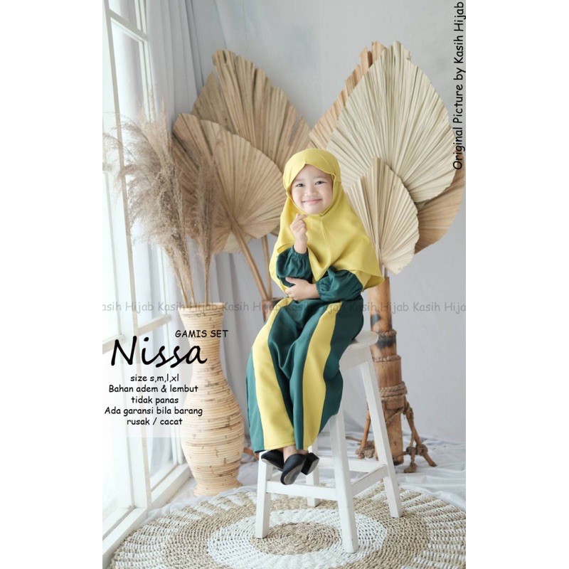 gamis anak perempuan “nissa”/gamis anak + kerudung anak 2-11tahun by kasihhijab