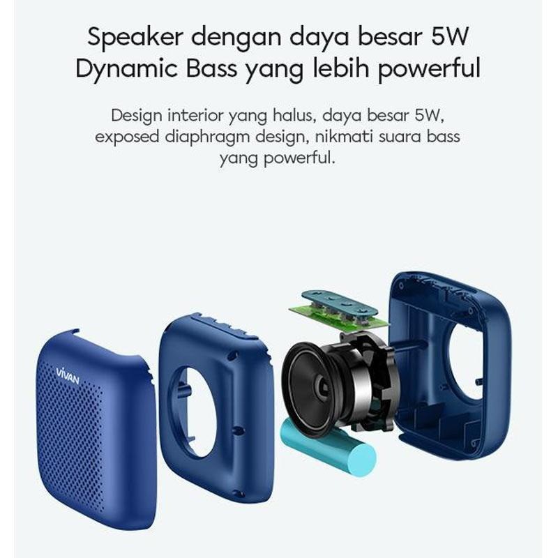 Speaker VIVAN VS1 Outdoor Bluetooth 5.0 Speaker IPX5 Waterproof Powerful Dynamic Bass