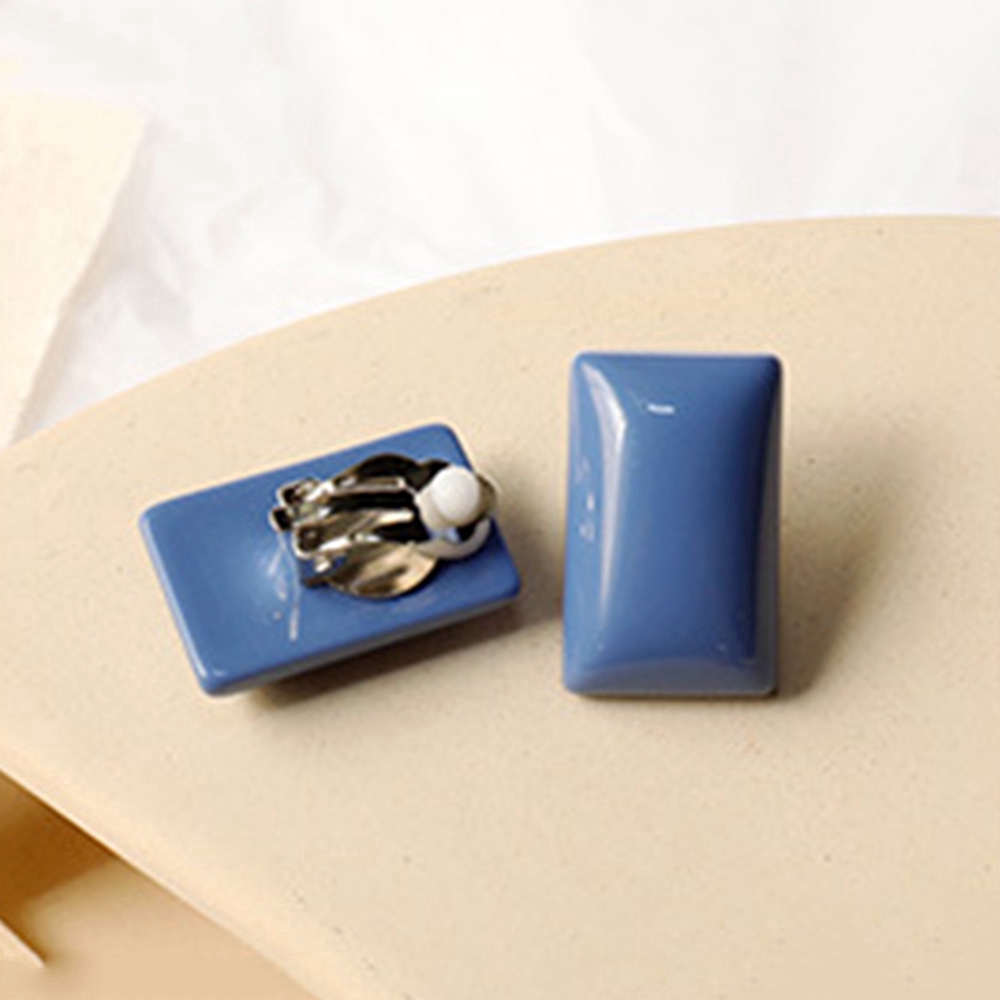 Anting Klip Tanpa Tindik Bentuk Geometri Persegi Panjang Bulat Bahan Resin Untuk Wanita