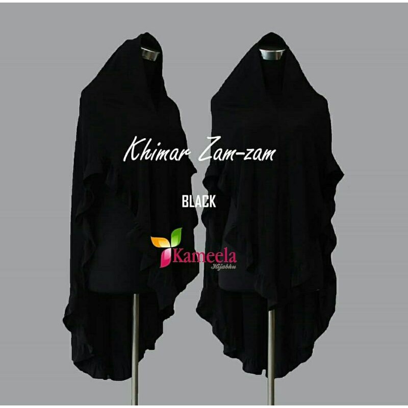 (HITAM) Preloved Khimar Zam Zam Original Kameela Hijabku Khimar Syar'i KhimarJersey Preloved Kameela
