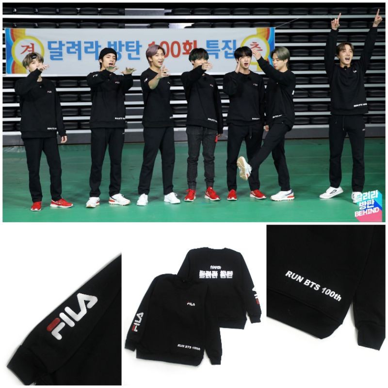 KPOP FILA X BTS RUN 100th Black Sweatshirt