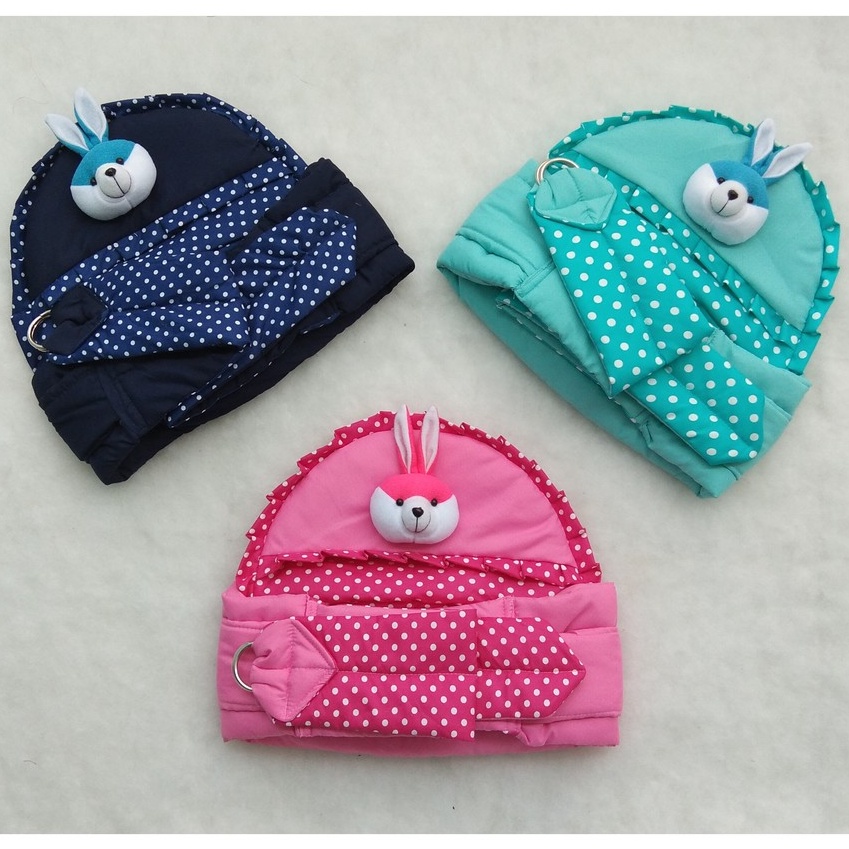 GENDONGAN Bayi Samping boneka  kelinci ada topi  ADA RING TALI PENGUNCI  /-Panjang gendongan 157cm  WARNA NAVY PINK TOSKA COKLAT