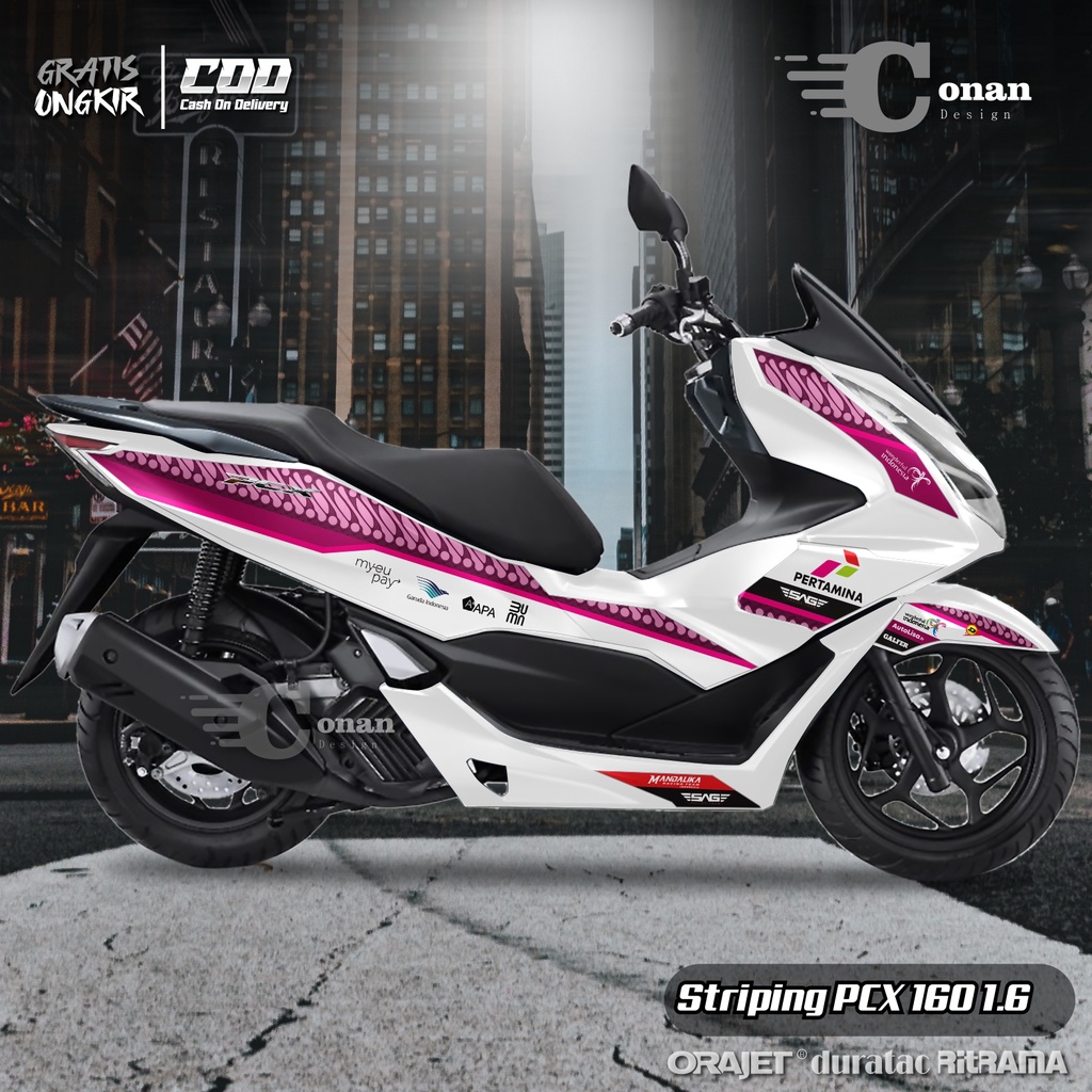 Aksesoris Motor PCX 160 Striping Motor PCX Variasi Motif Pertamina