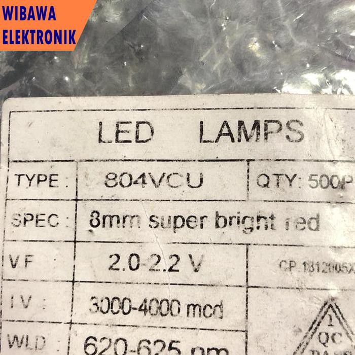 LED 8mm putih-merah super bright red wbwele88 dijamin