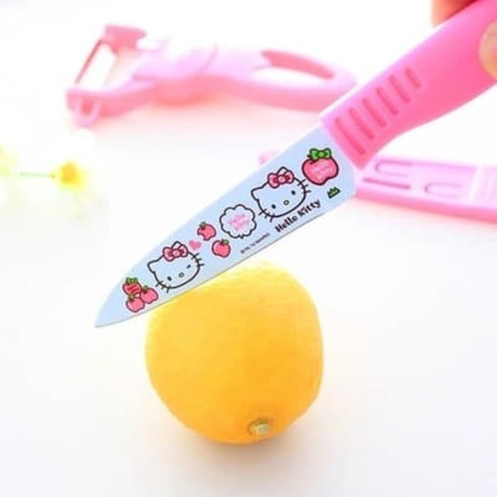 Pisau hello kitty &amp; Keramik Peeler Hello Kitty pisau buah Set