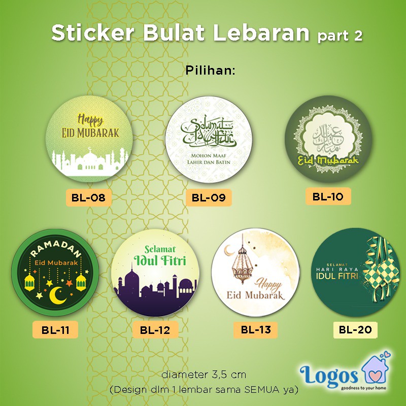 Sticker Lebaran. Ucapan Selamat Idul Fitri. tempel kado parcel hadiah paket lebaran