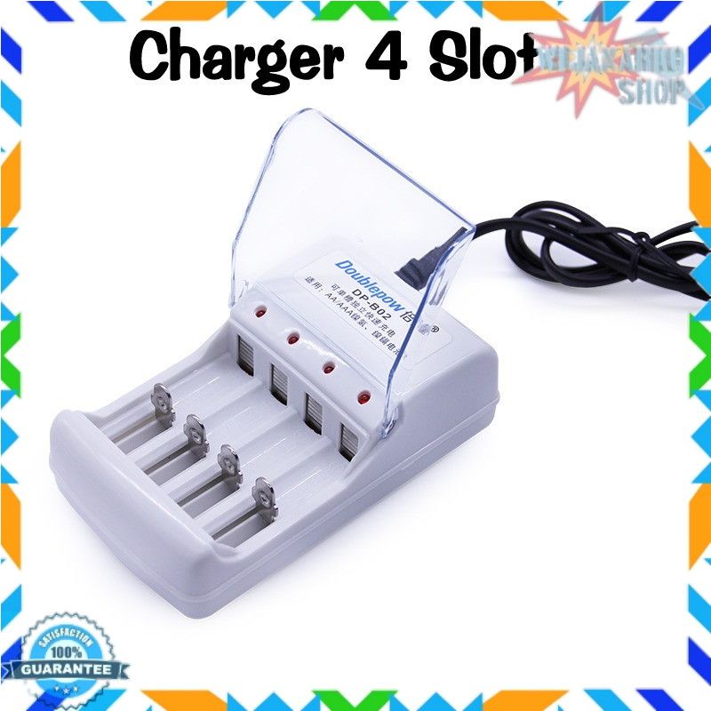 Doublepow Charger dan Baterai Isi Ulang AA / AAA Rechargeable