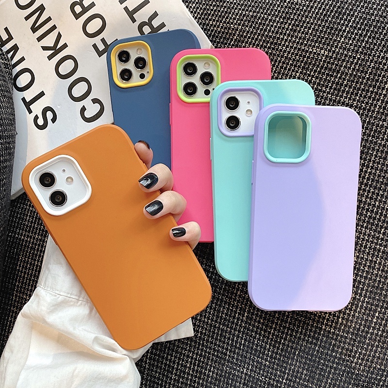 Soft Case Silikon Warna Permen Untuk iPhone 11 12 13 Pro Max X XR XS Max 7 8 Plus SE 2020