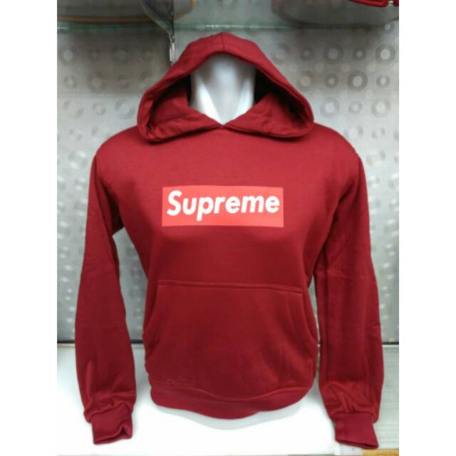 SWEATER ZIPPER HOODIE SUPREME MAROON