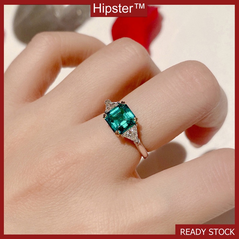 Fashion Personality Green Moissanite All-Match Ring