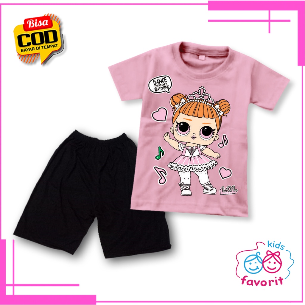 Favorit kids Baju setelan kaos anak perempuan LOL dance | baju anak cewek | Set anak anak