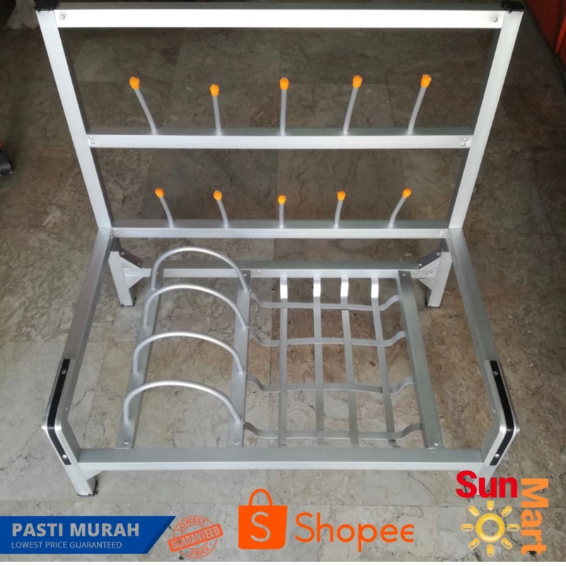 RAK PIRING SUSUN 1 DAPUR / TEMPAT PIRING  BAHAN ALUMINIUM SUSUN 1 Tebal