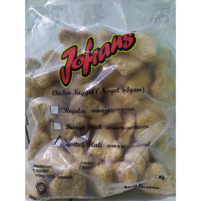 

Jofrans Nugget Ayam Bentuk Hati / Chicken Love Berat : 1kg