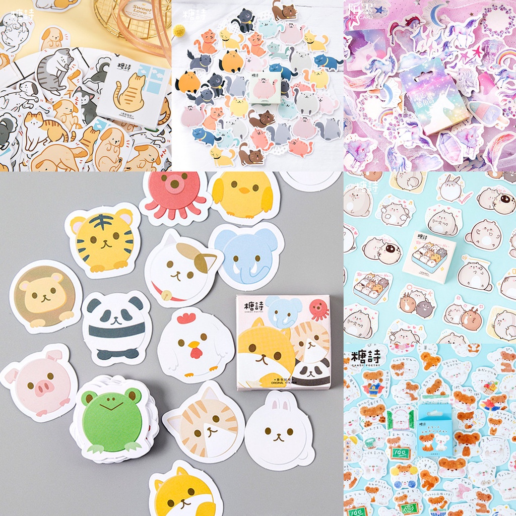 45pcs/set Cartoon Animal Motif Paper Sticker For Phone Case Decoration/DIY Album