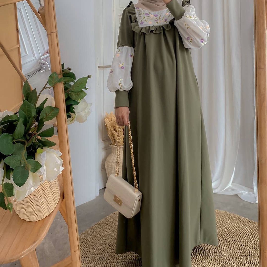 Gamis Jumbo / Ukuran L,XL,XXL / Zanara Dress / Gamis Wanita Terbaru 2021 / Gamis Moscrepe Lengan Bal