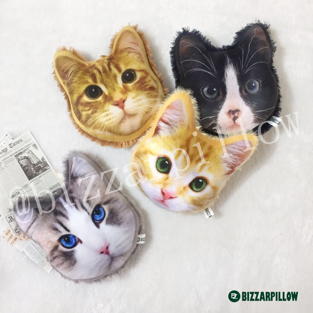 Bizzarpillow Bantal Kepala Kucing Rasfur size S BZ050