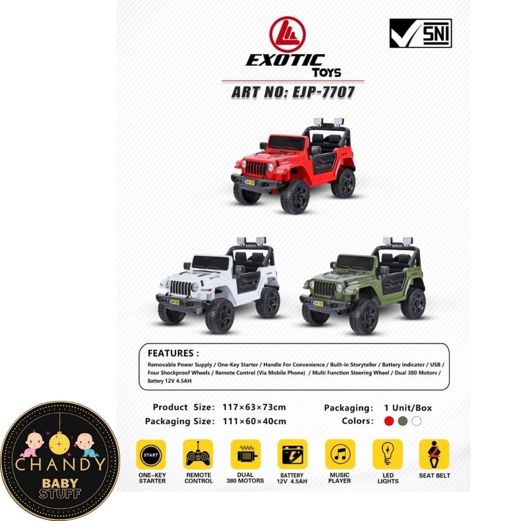 MAINAN ANAK MOBIL MOBILAN AKI JEEP EXOTIC EJP 7707