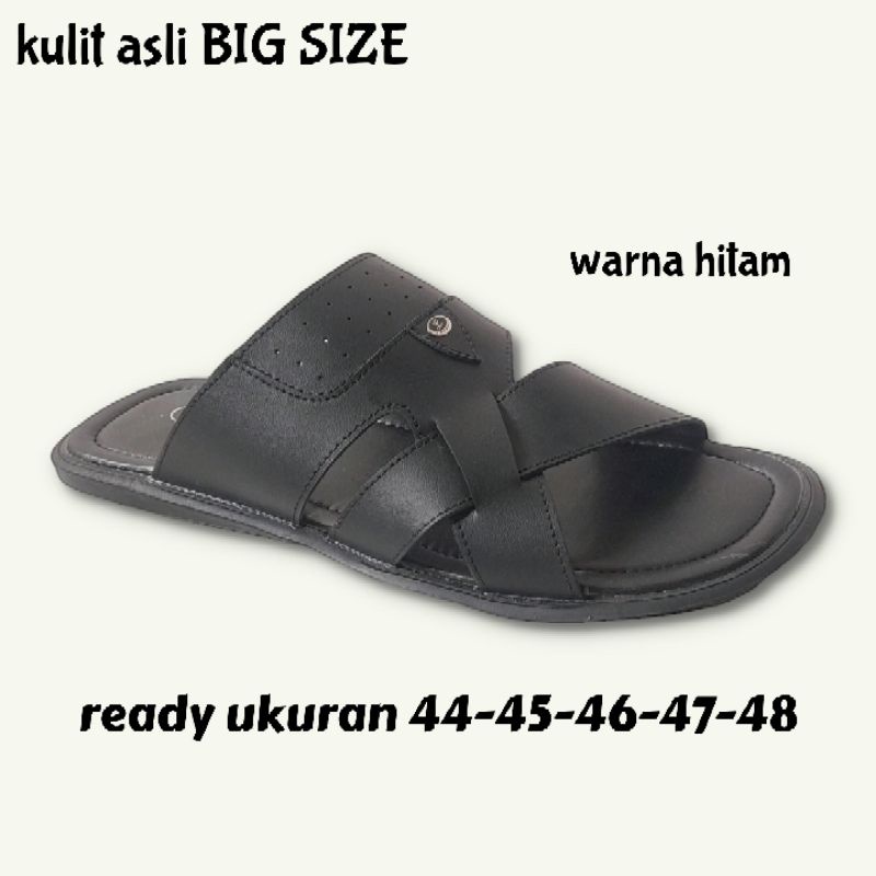 sandal kulit pria BIG SIZE hitam formil bisa santai bisa