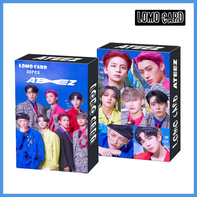 30pcs / Kotak Kartu Pos LOMO Desain SEVENTEEN ATEEZ EXO Straykids Photpcard