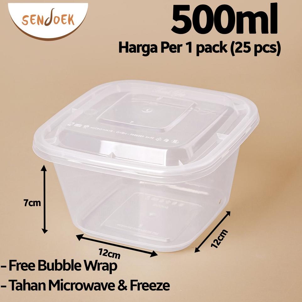 ◌ Thinwall 500 ML Persegi / Kotak Makan Plastik ◙