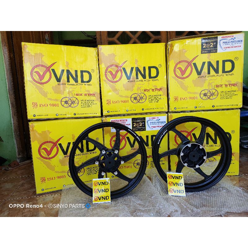 VELG VND SIX STAR NINJA RR SS R 215/300-17 GOLD HITAM PUTIH ORENS HIJAU