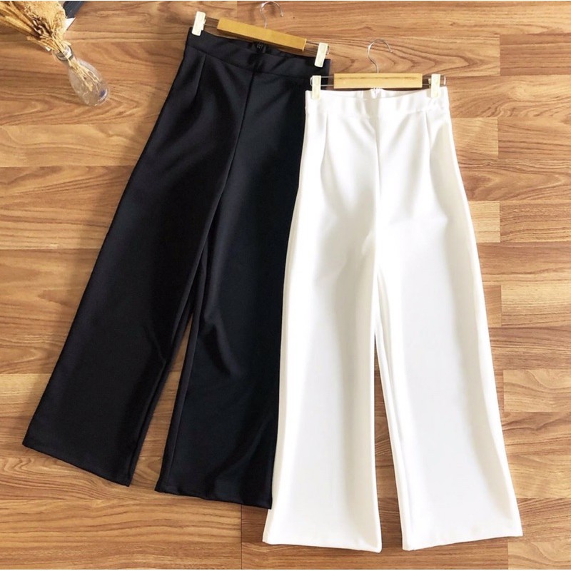 celana kulot basik pants panjang khusus hitam dan putih-0