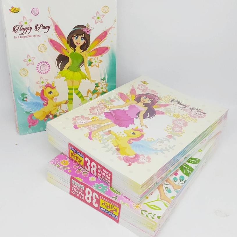 

y7 GS8 Buku Tulis KIKY 38 Lembar - 1 Pack Isi 10 Buku - Kertas Berwarna AJ 7NA
