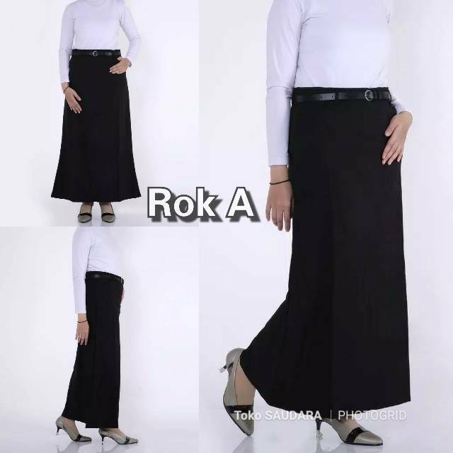 Rok formal wanita  panjang model A clock hitam