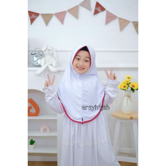 [COD] jilbab anak sekolah sd / kerudung anak kerut penguin 6-10thn bahan kaos premium