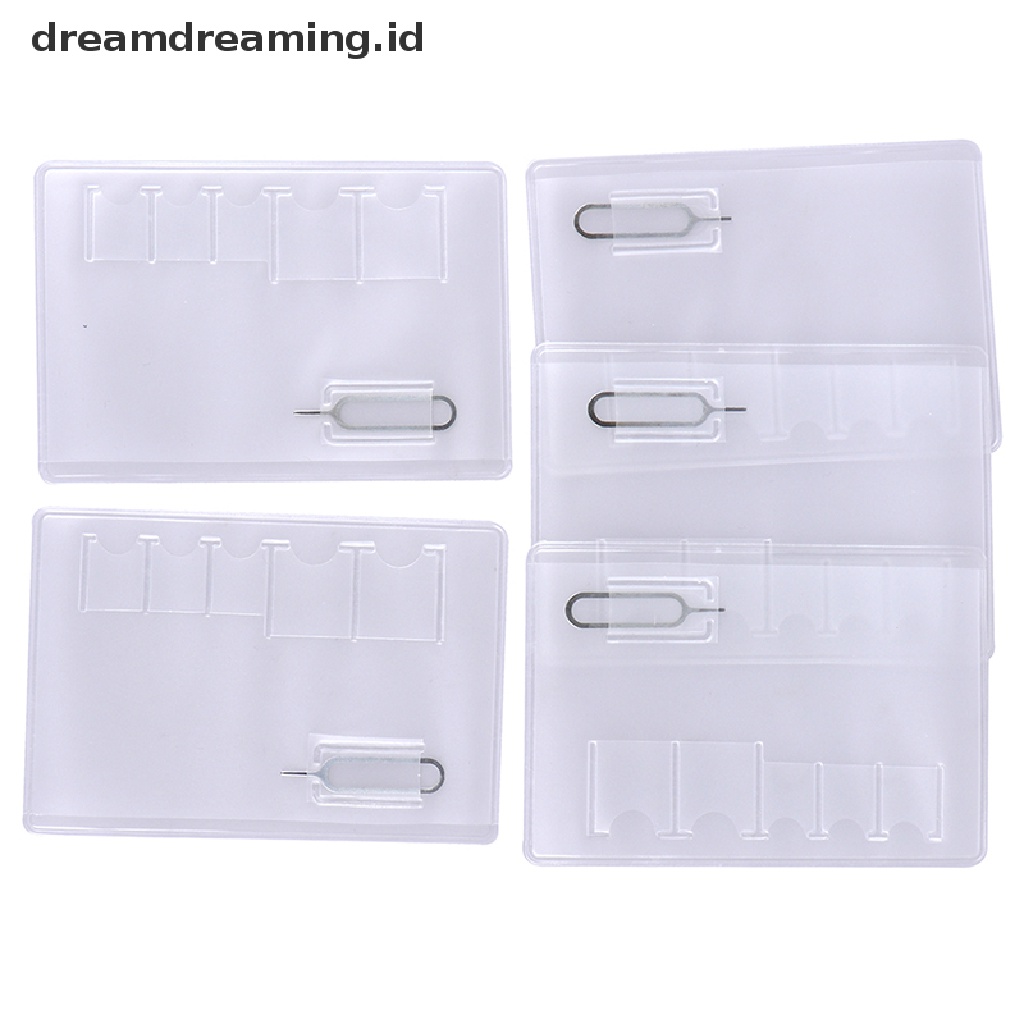 (dreamdreaming.id) 5pcs Case Transparan Universal Portable Holder 6 Kartu Sim Memory