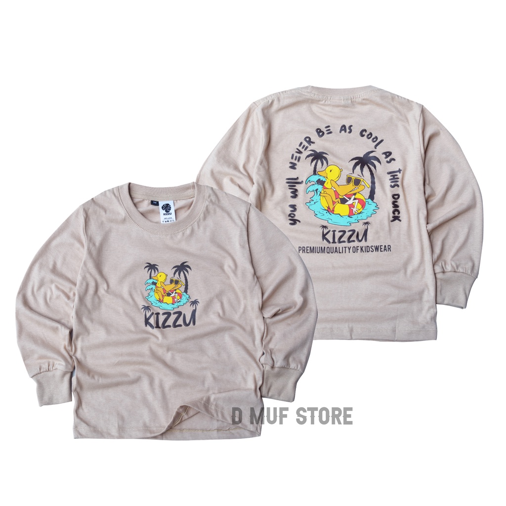 Kizzu Kaos Lengan Panjang Anak Premium Cotton 30s Usia 1-12 Tahun LP Duck Coksu- dmufstore