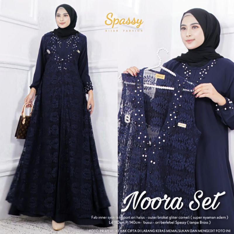 (BISA COD BAYAR DI TEMPAT ) NOORA SET ORIGINAL SPASSY  GAMIS ORIGINAL