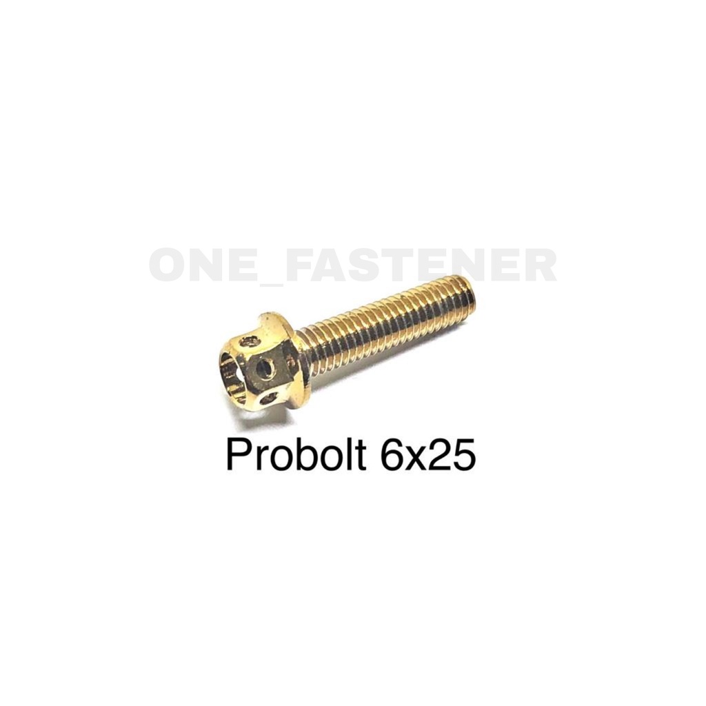 Baut Probolt Flange Bolt M6x25 YELLOW blok mesin 6mm 2.5cm 6x25 emas K8 kunci 8