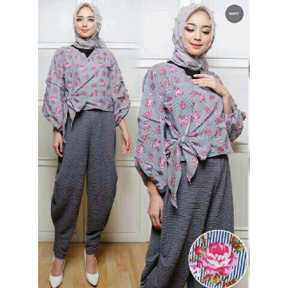DNC BLOUSE KIMONO BUNGA JUMBO BAJU ATASAN WANITA MODIS MURAH BLUS BIG SIZE MUSLIM