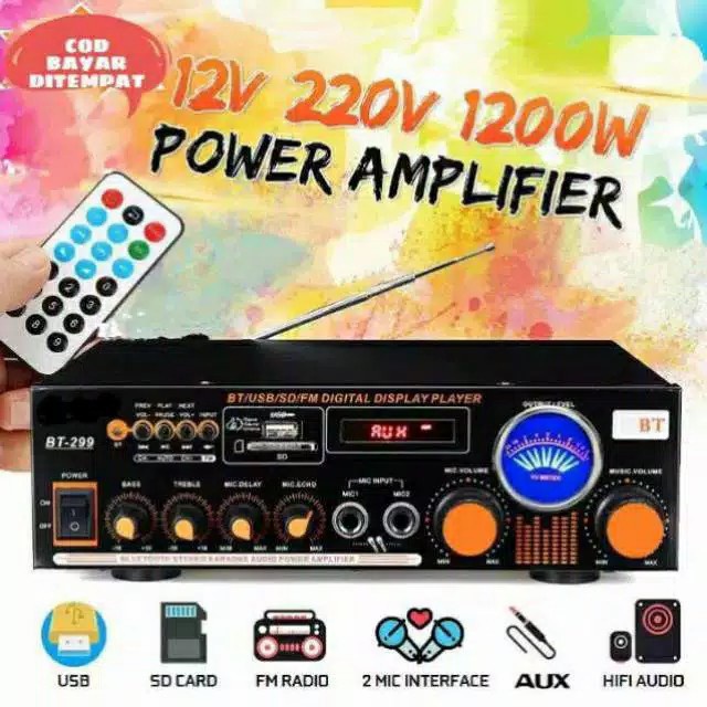 COD Power amplifier Fleco BT-299 Ac dan DC Ampli Bluetooth BT 299//AMPLI KARAOKE//AMPLI SALON AKTIF//AMPLI MURAH