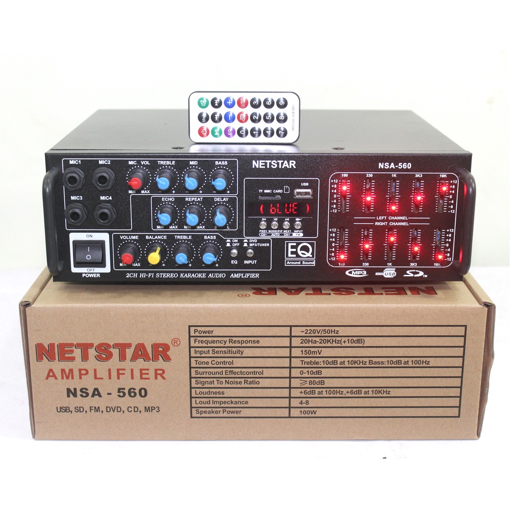 Power Ampli NSA 560 USB Bluetooth / Amplifier Bluetooth NSA-560 NETSTAR / Ampli NSA - 560 Power