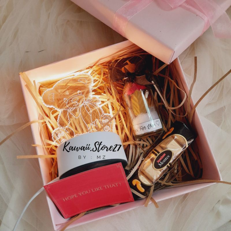 GiftBox Lampu Beruang / Kado Ulang Tahun Cewek / Kado Anniversary / Kado Wisuda