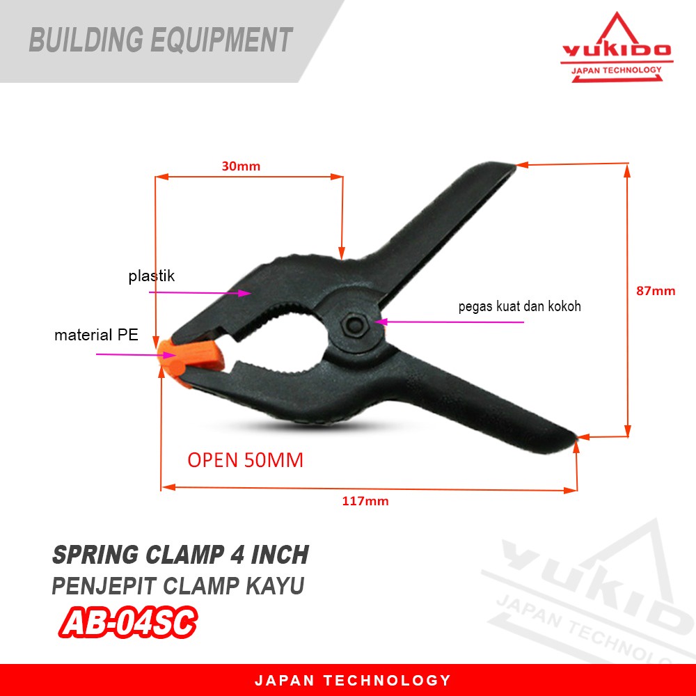 YUKIDO 4 INCH Spring Clamp / Klip Plastik / Alat Penjepit Klem ABS Klip Jepit Backdrop Studio Fotografi dan Papan Woodworking