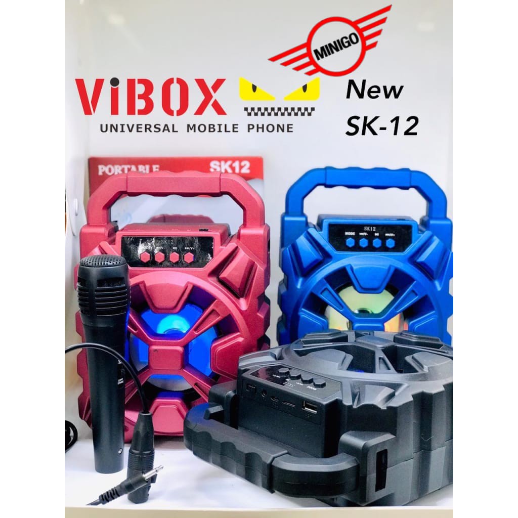 SPEAKER BLUETOOTH VIBOX SK12 LED BONUS MIC PORTABLE AUDIO PLAYER