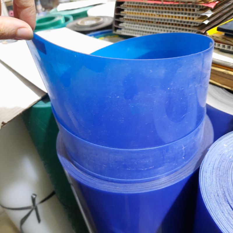 fiber plastik plat penutup pagar tebal 1,2mm lebar tinggi 1meter kanoplas polos biru