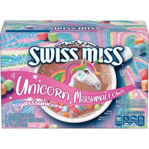 

Swiss Miss Unicorn Marshmallow Hot Cocoa Cacao Chocolate Drink Mix Instant Beverage Yummy