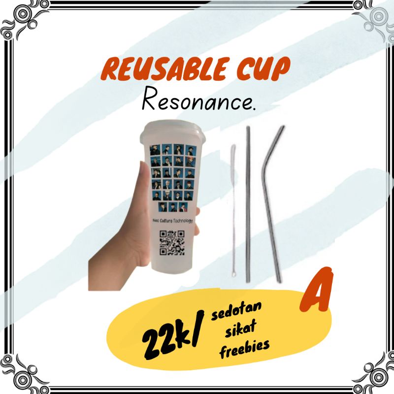 

Reusable Cup Resonance + straw + sikat + box + freebies + photocard