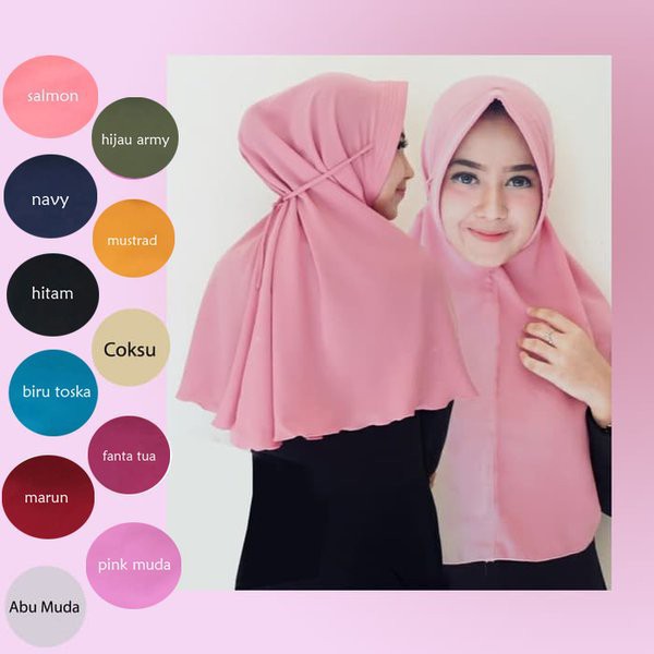 Jilbab / kerudung khimar pet polos bahan diamond size 175 x 75 cm